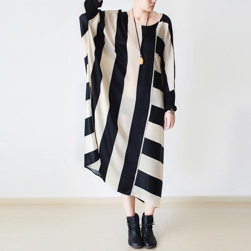 Gremma - Gestreepte maxi jurk unieke stijl herfst