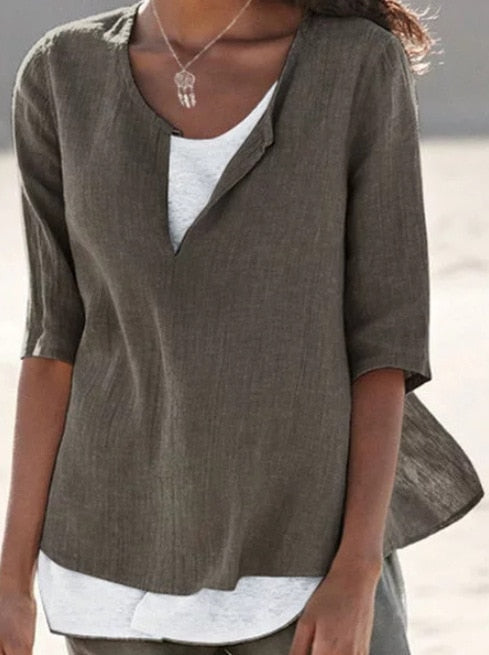 VeeTee™: V-hals Shirt Voor Dames