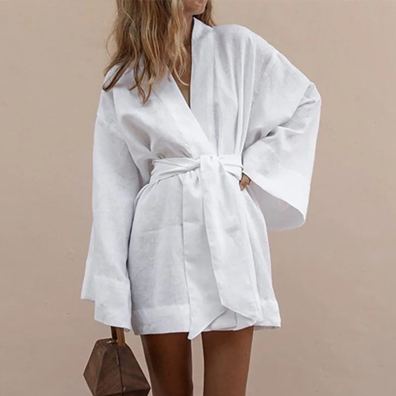 Zomerjurk met V-hals in kimono stijl