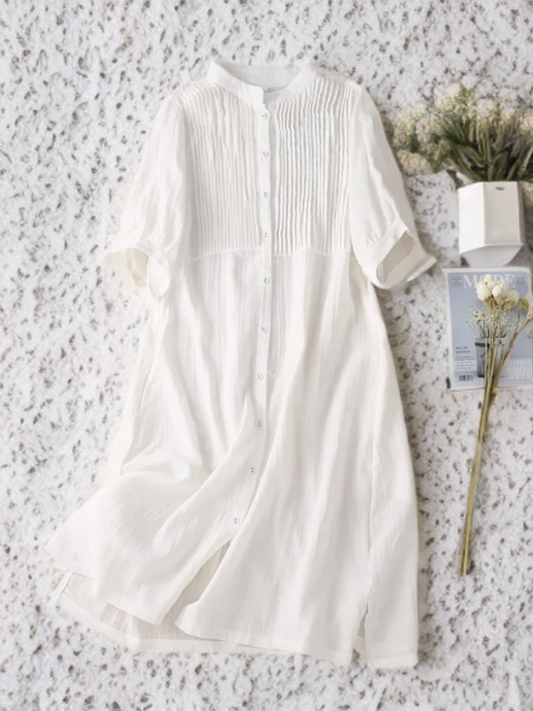 Hana - Artistiek Retro Geplooide Jurk
