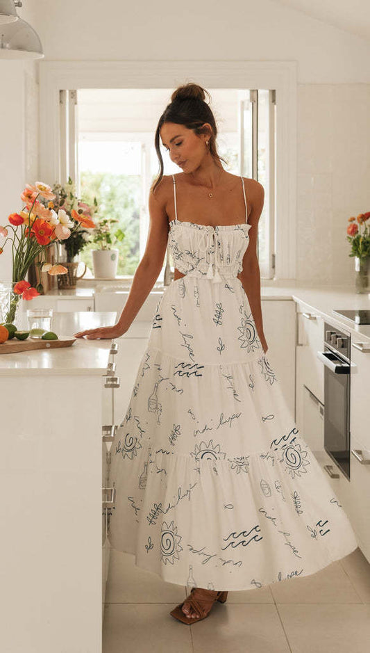 Haven - Halter Zomer Maxi Jurk met Kantprint voor Dames