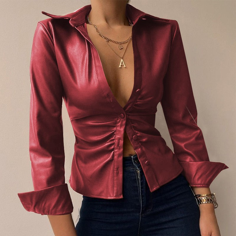 Tyara Blouse | Blouse met lange mouwen en V-hals