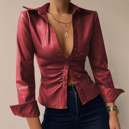 Tyara Blouse | Blouse met lange mouwen en V-hals