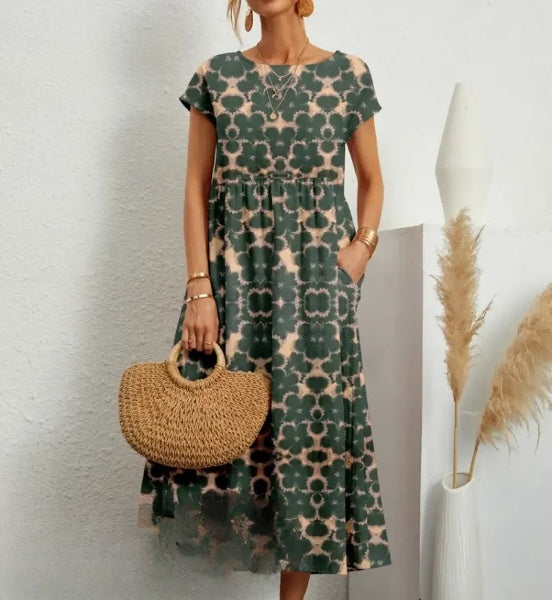 Hosta - Elegante Midi-Jurk met Bloemenprint