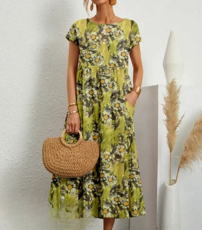 Hosta - Elegante Midi-Jurk met Bloemenprint