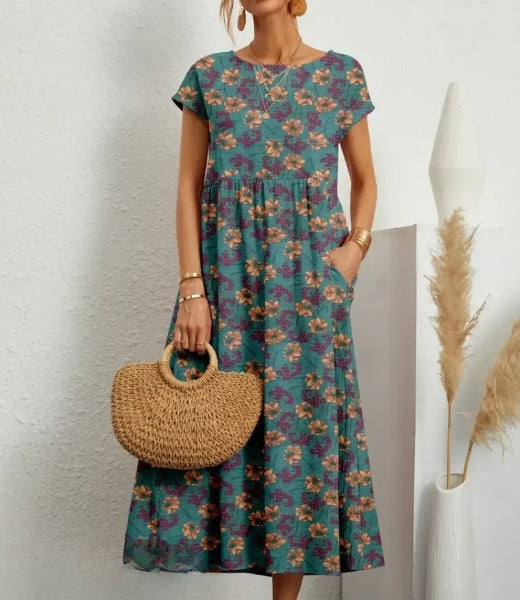 Hosta - Elegante Midi-Jurk met Bloemenprint