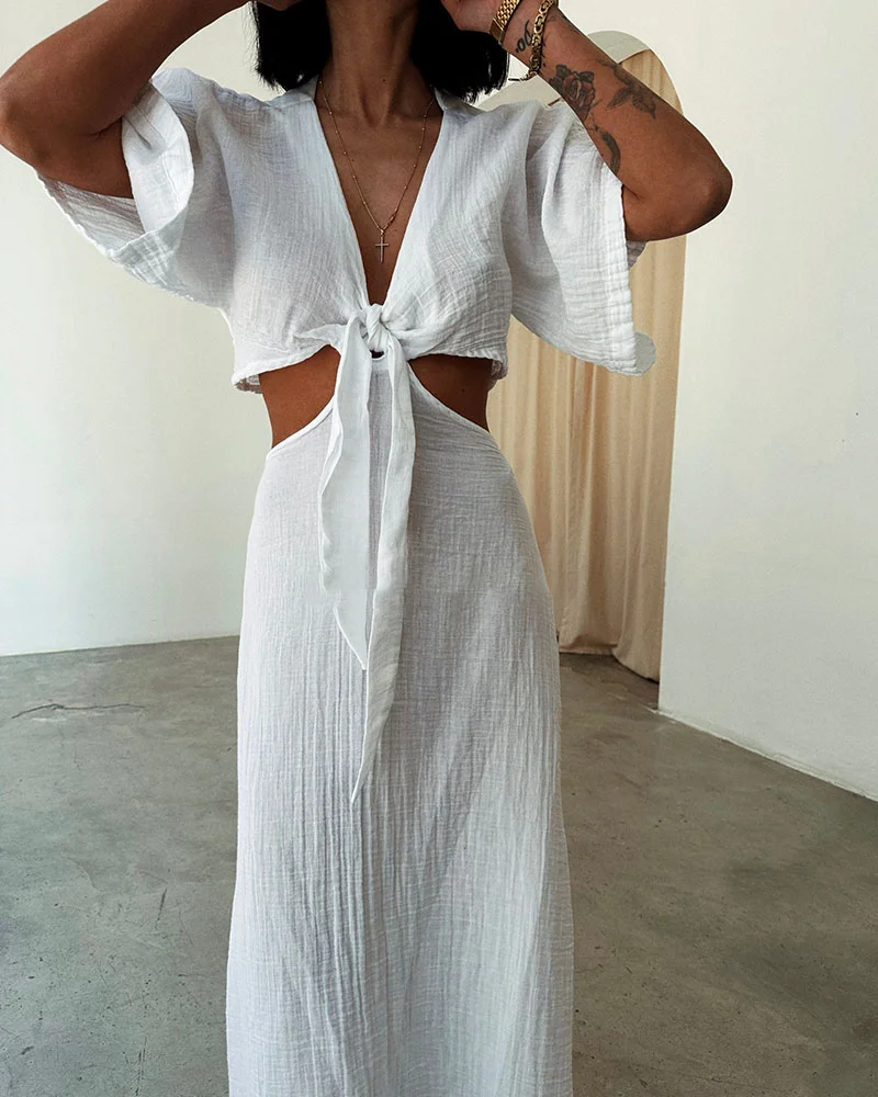 Iyla - Prachtige jurk met open taille en veters