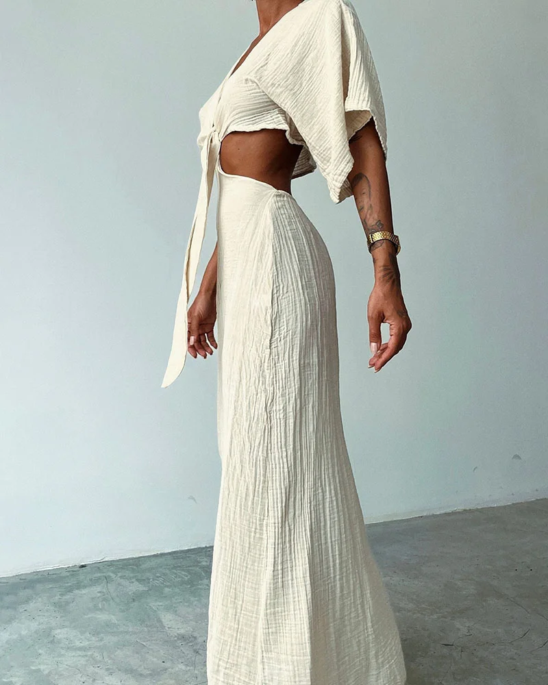 Iyla - Prachtige jurk met open taille en veters