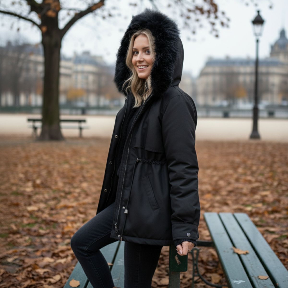 Eugenie | Gevulde damesparka met kraag en capuchon in chique dons