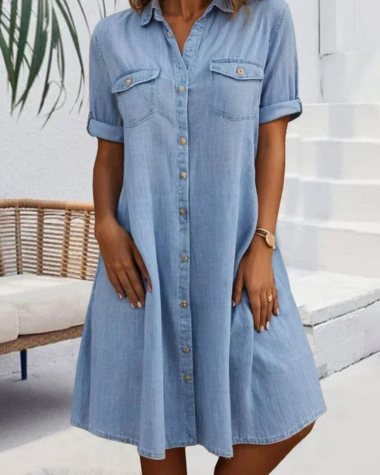 Jackie - midi-jurk met korte mouwen en knoopsluiting
