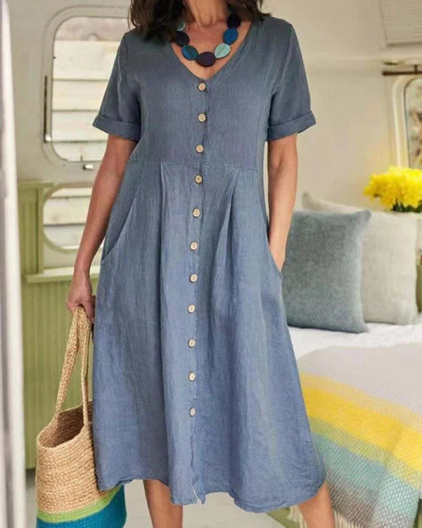 Joana Elegance - een moeiteloos stijlvolle linnen jurk