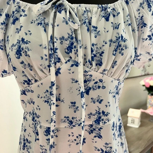 Joplin - midi-jurk met vierkante hals en bloemenprint