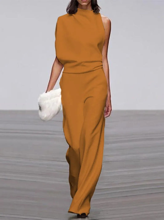 Trendy Mouwloze Jumpsuit Met Ronde Hals
