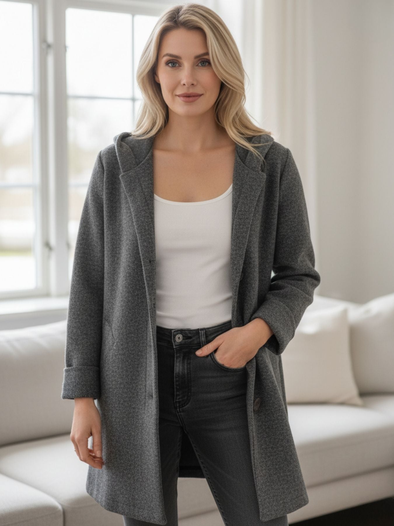 Liezl | Lange casual jas voor dames, chic en comfortabel