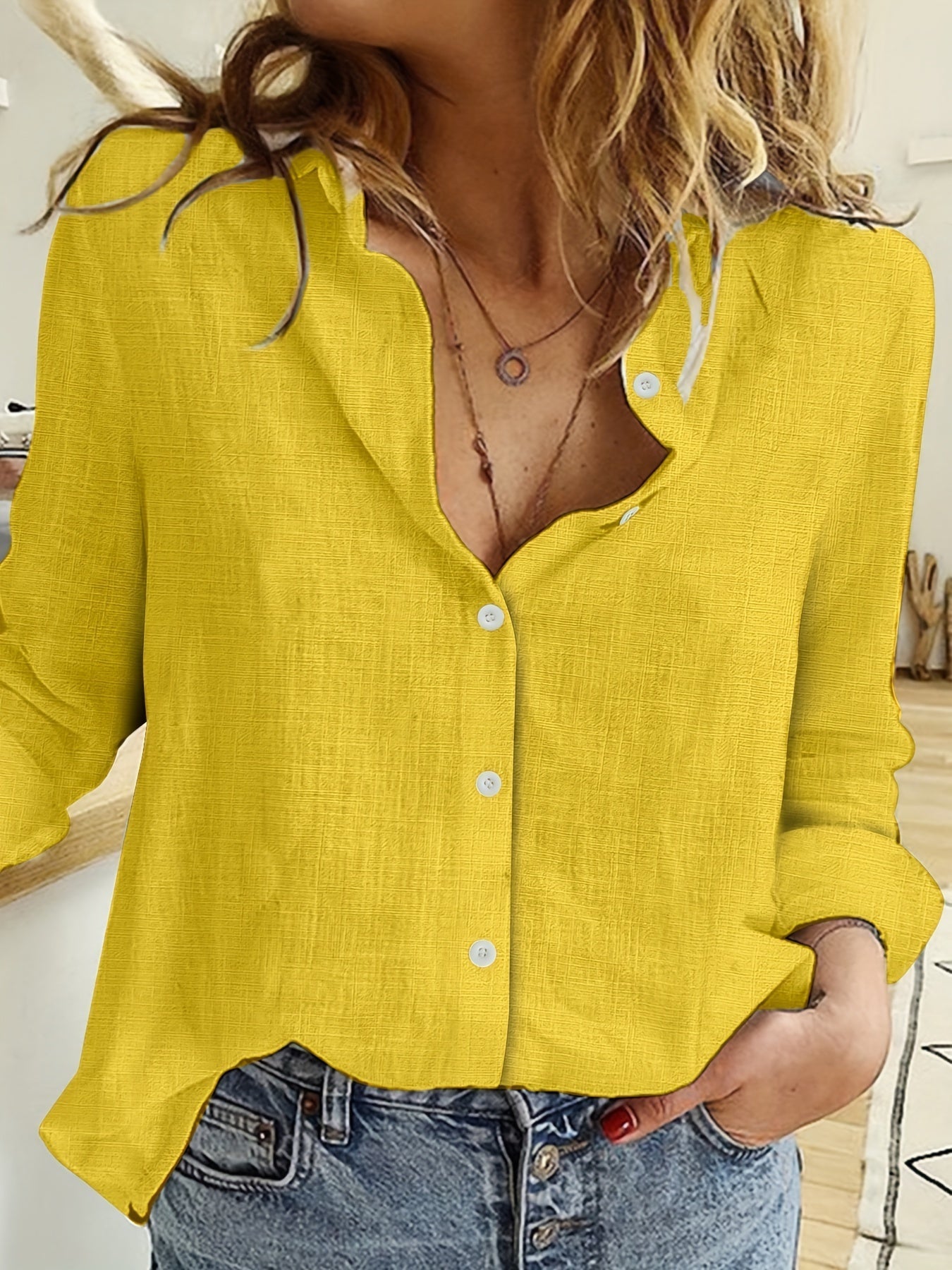 Linnen Lange Mouwen Shirt - Semi-Transparant Ontwerp & Ademend Materiaal