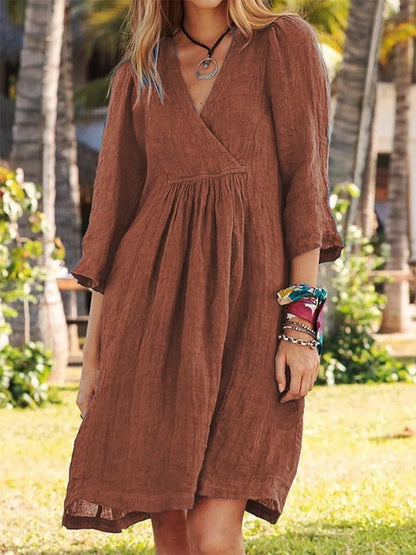 Linnen jurk uit de Kelly collectie - Crossed Comfort