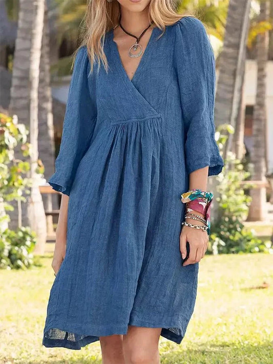 Linnen jurk uit de Kelly collectie - Crossed Comfort