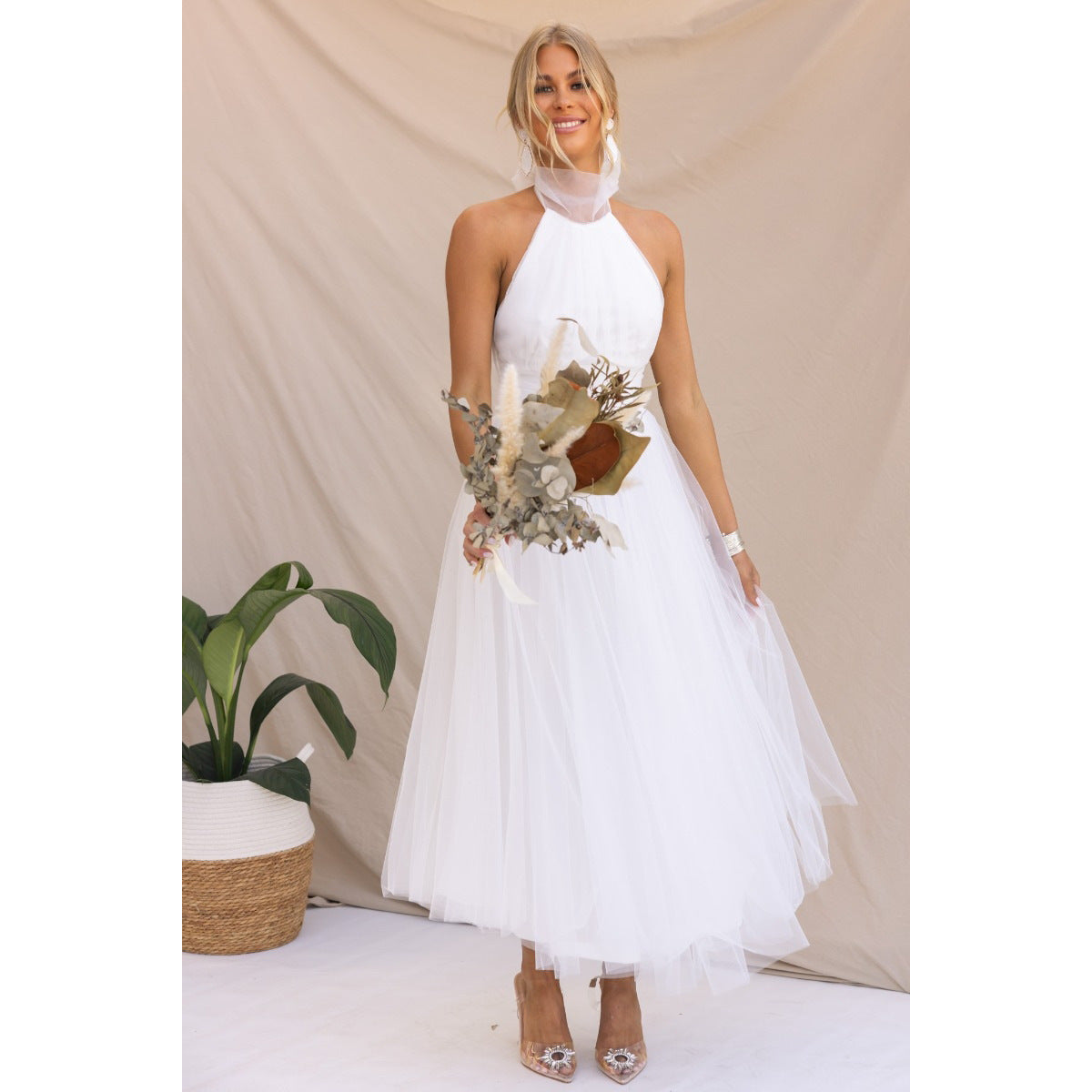 Marisol - Elegante effen A-lijn jurk zonder rugpand