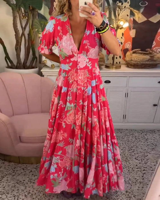 Maud - Jurk met V-hals en bloemenprint