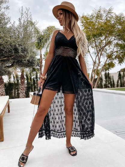 Merri - Kanten lange boho strandjurk met sweetheart halslijn