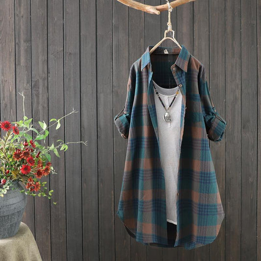 Rowen Blouse | Lange Geruite Blouse