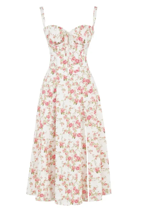 Mirea - Medium gebloemde strapless jurk