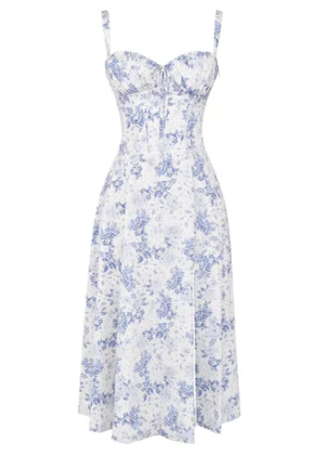 Mirea - Medium gebloemde strapless jurk
