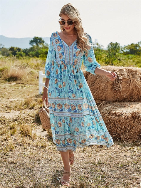 Bohemia jurk met bloemenpatroon