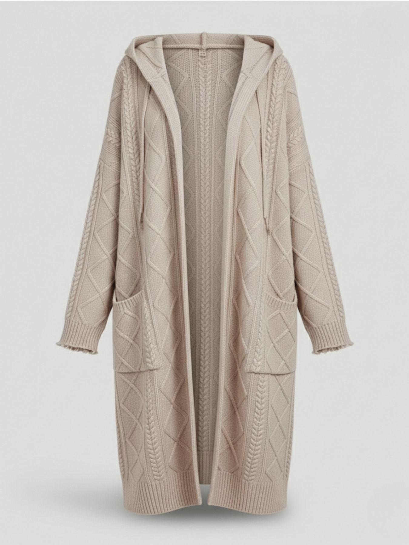 Nadine | Lange, chique en comfortabele cardigan met capuchon voor dames