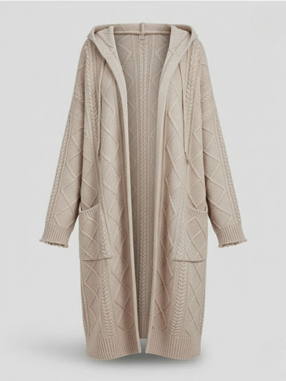 Nadine | Lange, chique en comfortabele cardigan met capuchon voor dames