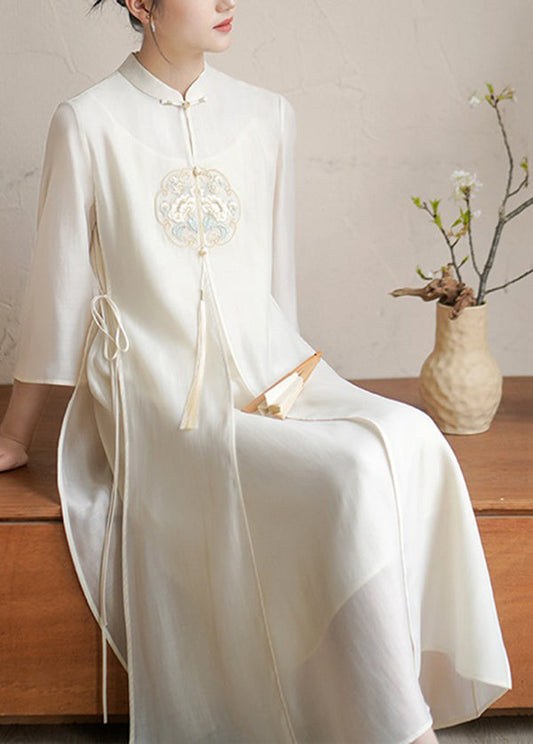 Nimfa - Elegante jurk met Chinese kraag