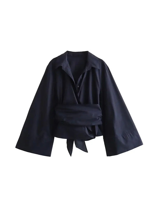 TIRONA | Blouse met vintage uitstraling en strikdetail