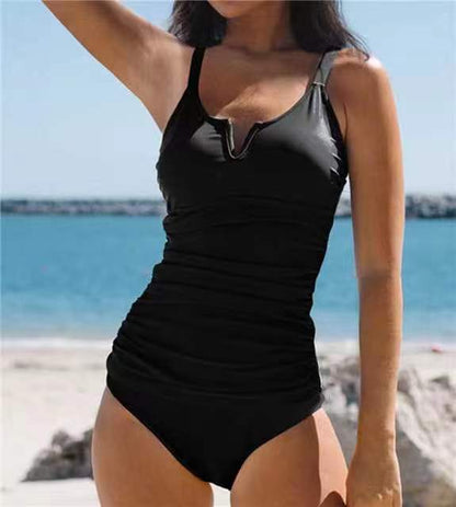 Bedrukte tankini met V-hals