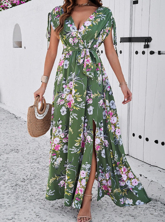 Bohemian Temperament Bohemian Floral Bohemian Dress met V-hals