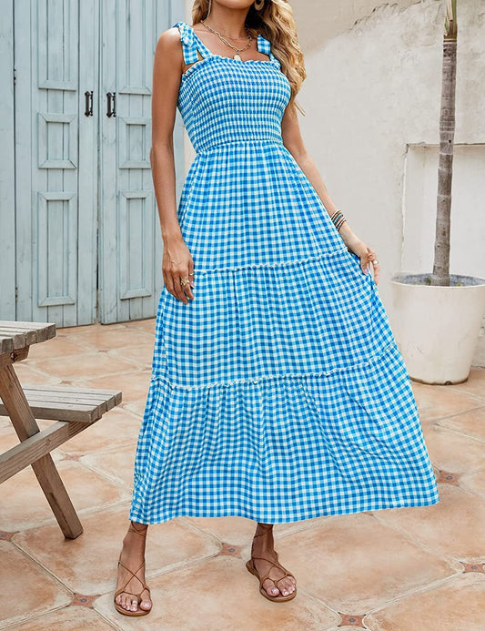 Losse lange zomerjurk voor dames met bohemienprint