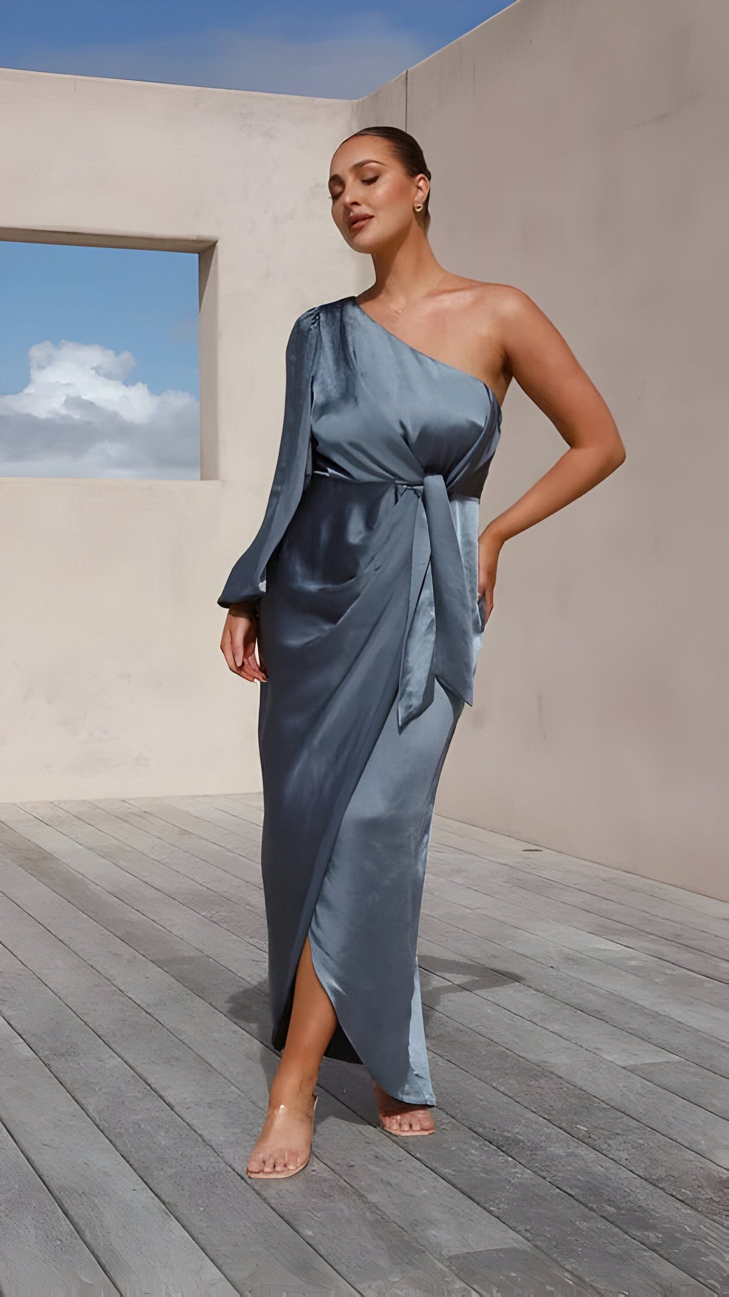 Elarin | Satijnen maxi-jurk