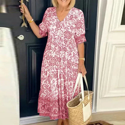 Elegante boho jurk met V-halslijn