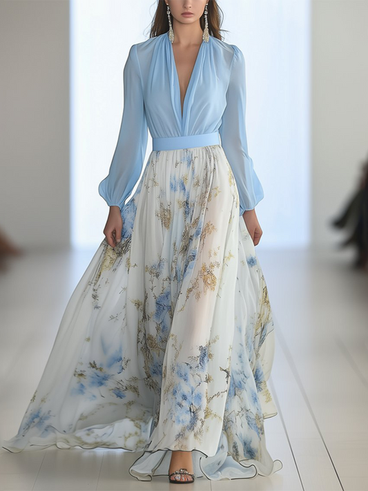 Lange jurk met bloemenprint
