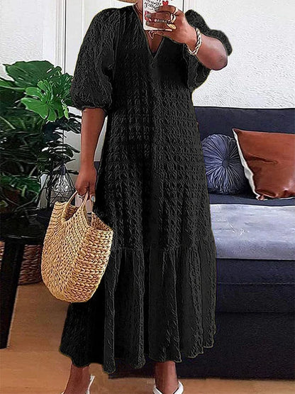 Ophelia - Casual jurk met geplooide knopen