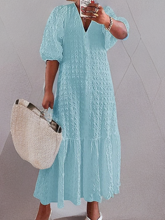 Ophelia - Casual jurk met geplooide knopen