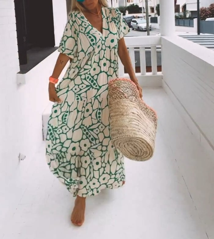 Perrie - Gedrukte jurk met korte mouwen