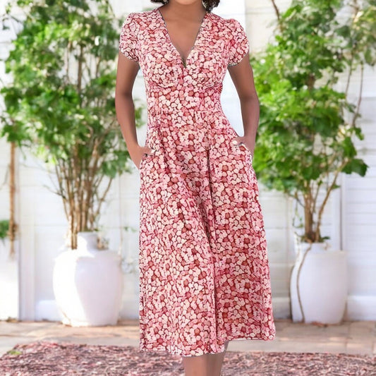 midi zomerjurk met bloemen