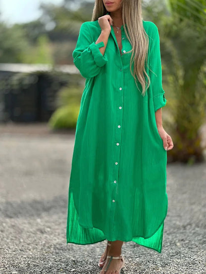 Prisma - Casual overhemdjurk voor dames, effen kleur, knoopsluiting voor