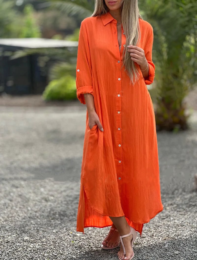 Prisma - Casual overhemdjurk voor dames, effen kleur, knoopsluiting voor