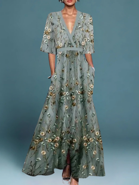 Elegante lange jurk met bloemen