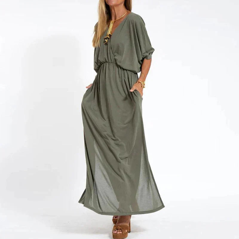 Rasha - Vintage maxi jurk met hoge zijsplit