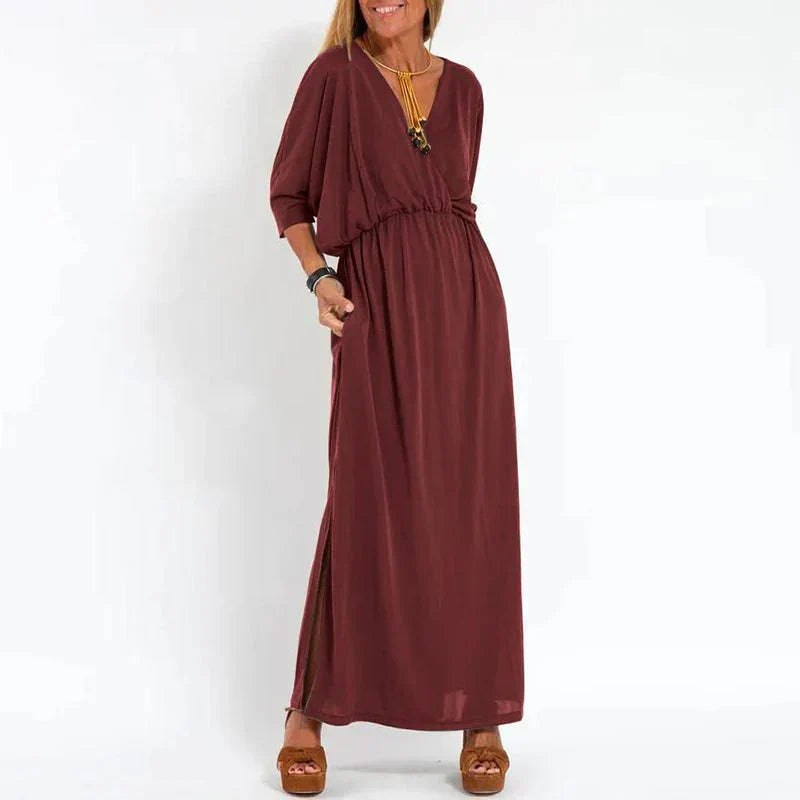 Rasha - Vintage maxi jurk met hoge zijsplit