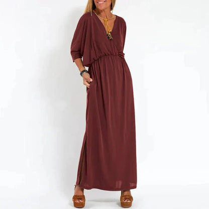 Rasha - Vintage maxi jurk met hoge zijsplit