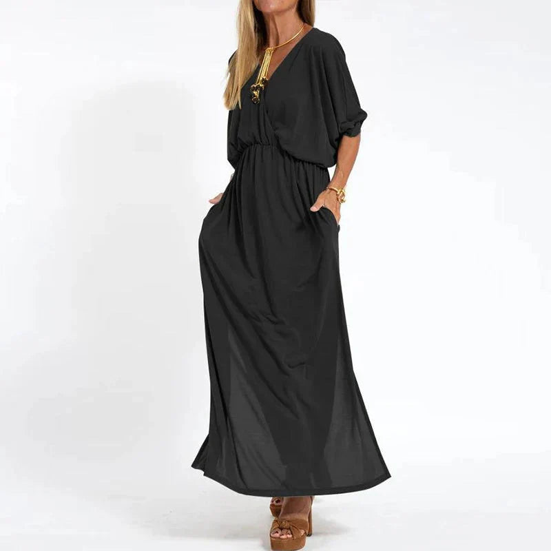 Rasha - Vintage maxi jurk met hoge zijsplit