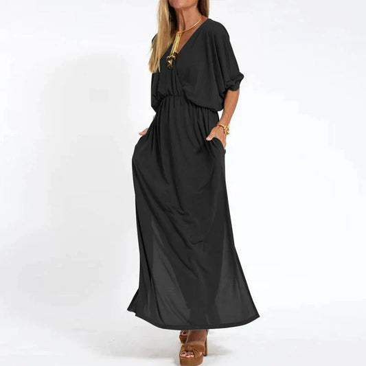 Rasha - Vintage maxi jurk met hoge zijsplit